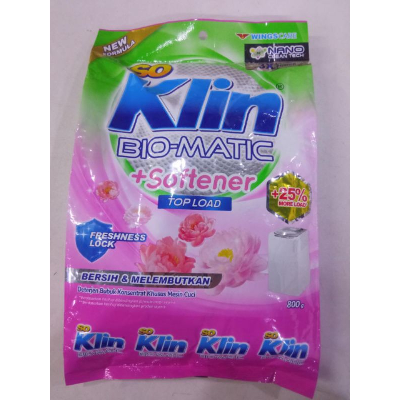 

DETERJEN BUBUK SO KLIN BIO MATIC 800 GRAM TOP LOAD BUKAAN ATAS SABUN BAJU