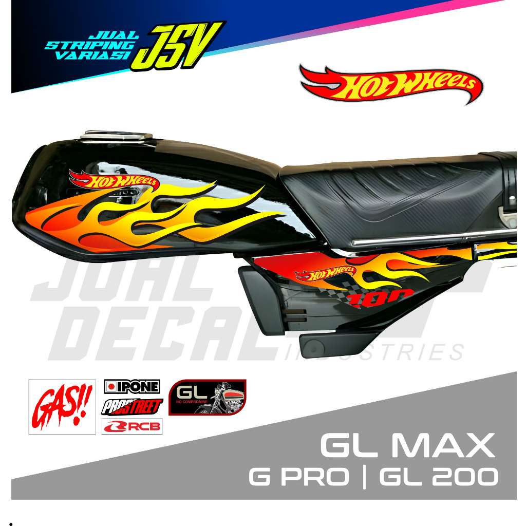 Striping API GL Pro Custom FLAME GL Max Variasi Stiker HOTWHEEL Honda GL 200