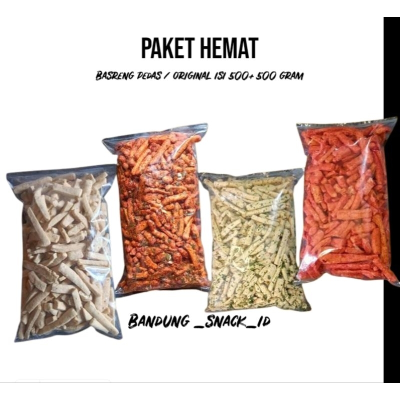 

Basreng pedas daun jeruk paket(500gr pedas+500gr original)