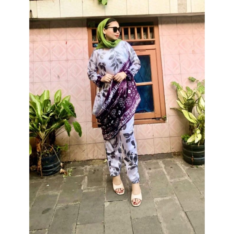 SET COUPLE CELANA JUMPUTAN ECOPRINT PALEMBANG