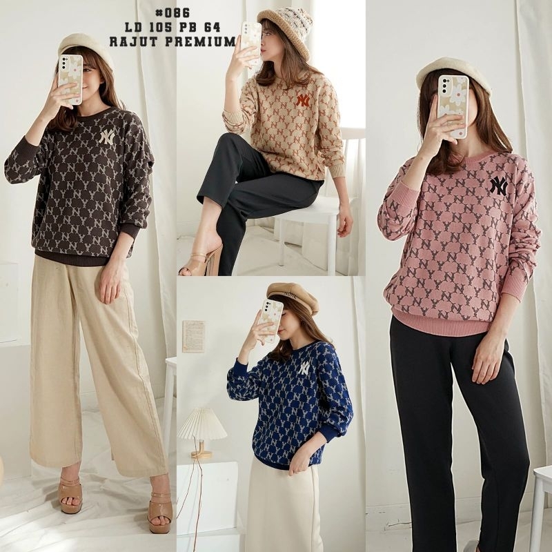 086 Atasan/blouse rajut wanita/ blus rajut import/kaos rajut wanita