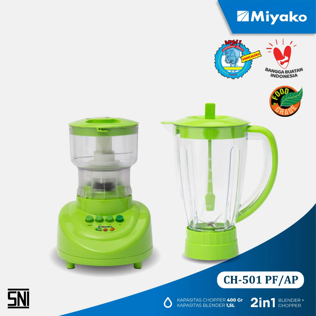 Blender Chopper Miyako CH501PF/AP (Plastik) - Hijau [1.5L]