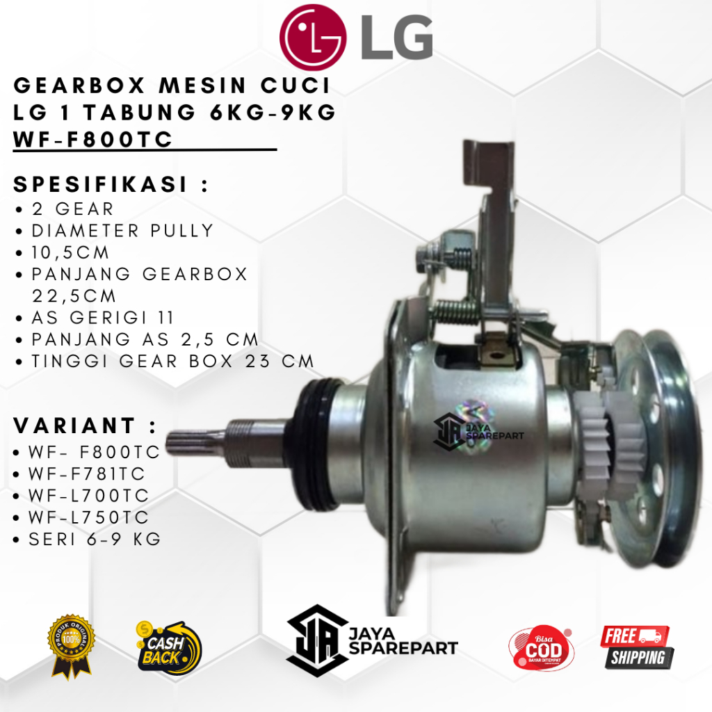 WF-F800TC GEAR BOX MESIN CUCI LG 1 TABUNG 6KG-9KG | GEARBOX OTOMATIS AUTOMATIC LG-E | GERBOX / GIRBO