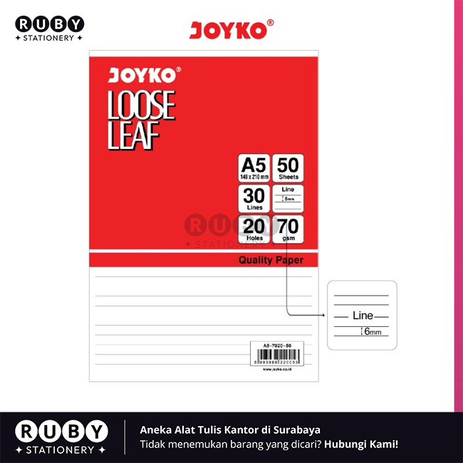 

RUBY STATIONERY Isi Kertas File Binder A5 Joyko - Loose Leaf