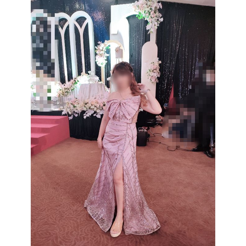 preloved gaun dress rosegold dusty pink sister bride,preweding