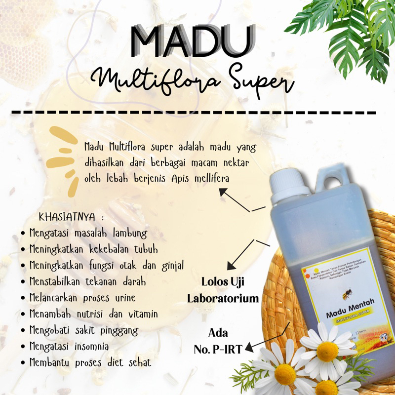 Grilshop7 Madu Murni Mentah Asli 100% Kemasan Botol ( Kg & 1Kg) - Madu Mentah - Madu Asli - Madu -