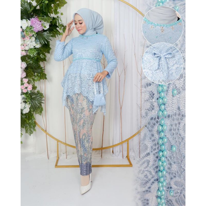 Terbaru setelan kebaya brokat kirana mix payet vol 2 / kebaya pesta wisuda kondangan mix rok jumbo /