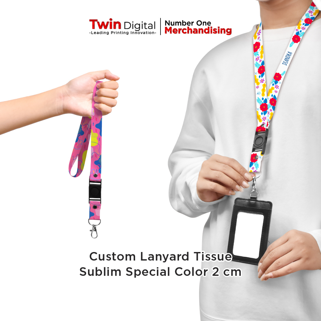 Twindigital Tali ID Card Custom Design Stopper Kalung Gantungan Name Tag - Lanyard Tissue Sublime Sp