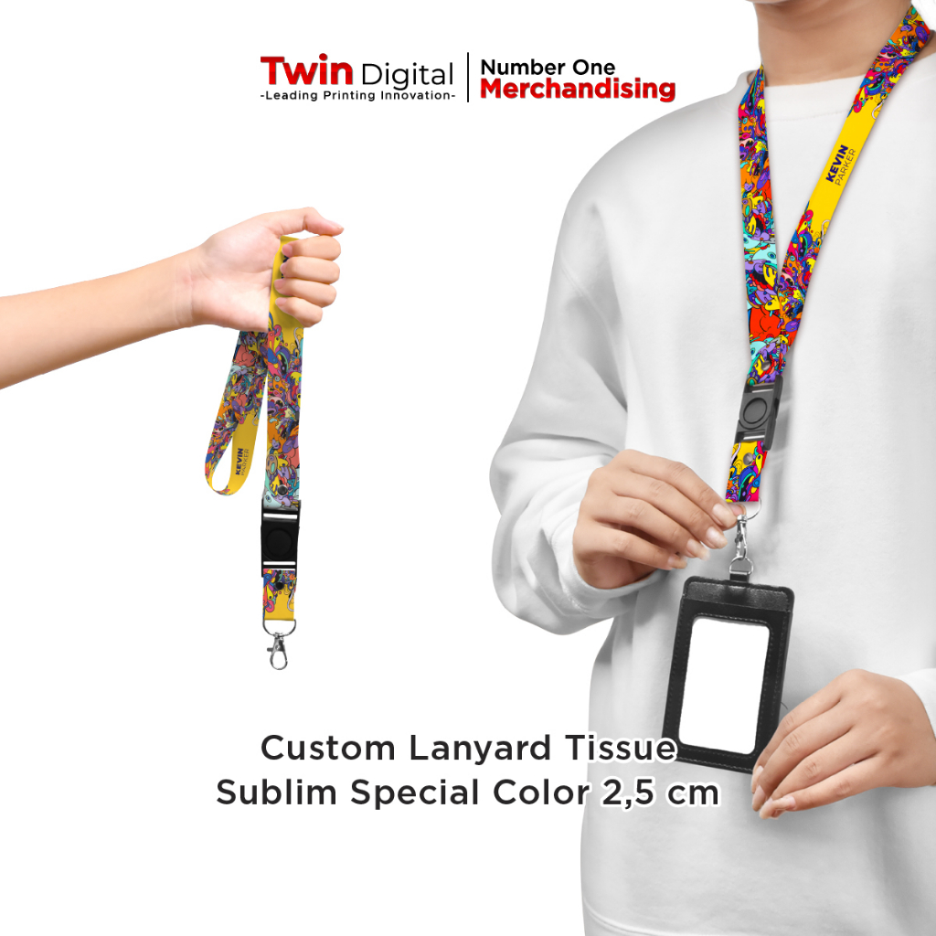 Twindigital Tali ID Card Custom Design Stopper Kalung Gantungan Name Tag - Lanyard Tissue Sublime Sp