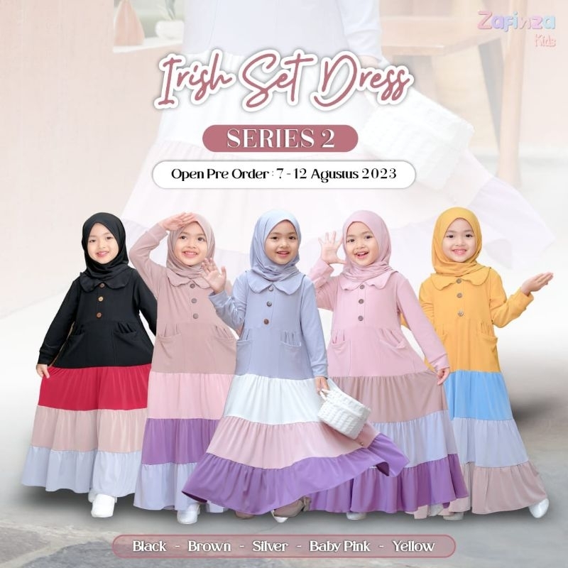 RIHAIA | Irish Set Dress Series 2 by Zafinza Kids - Gamis Anak Set Jilbab Hijab Kerudung