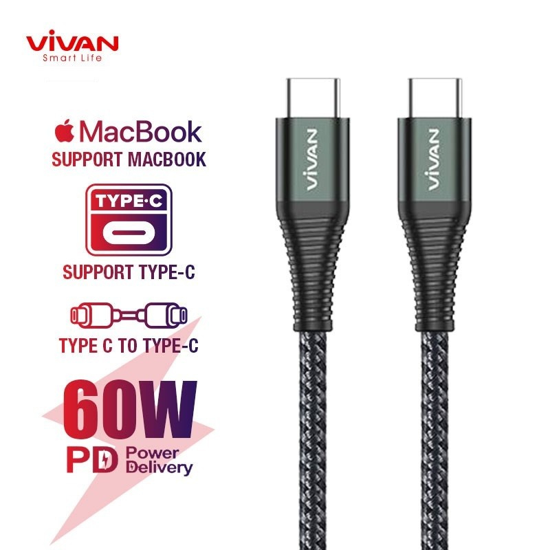 Vivan KPD100s 100CM USB-C to USB-C Kabel Data Cable PD 60W 3A Type C - KPD100S