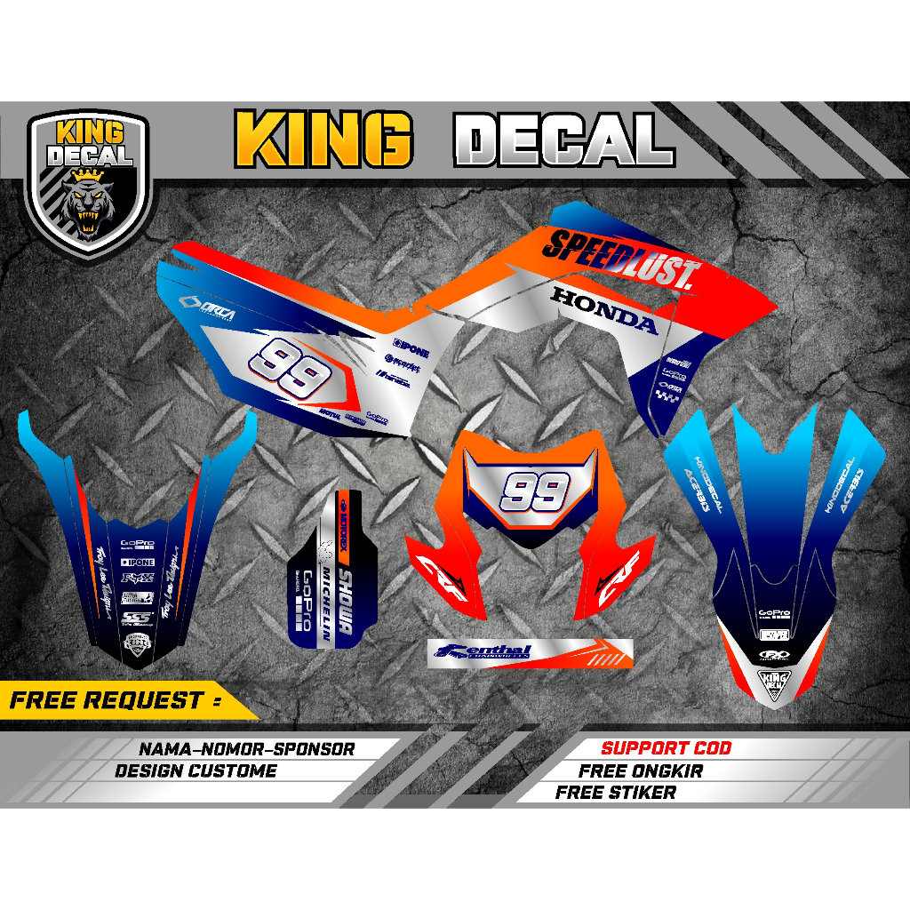 DECAL STICKER CRF 150 L FULL BODY / DECAL CRF 150 / DECAL STIKER VARIASI CRF 150 / STICKER KLX STRIP