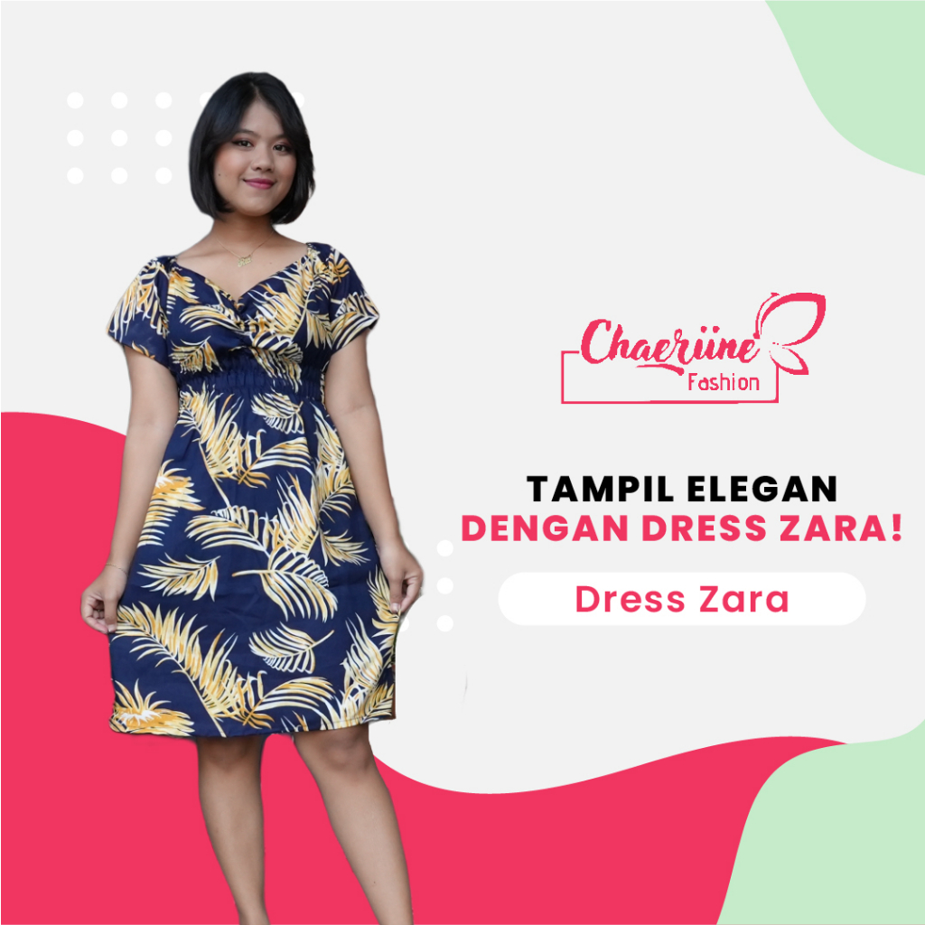 Dress Rayon Bali Zara by Chaeriine - Setelan Wanita Rumahan Motif Corak - Pakaian Kondangan Baju Pes