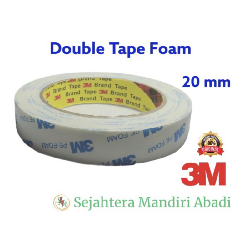 Double Tape 20mm Original 3M PE Foam Tape Putih