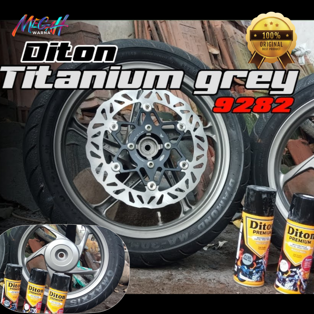 Pilok Pilox Diton Premium Titanium Grey Warna Velg CVT Mesin - Cat Semprot Grey 9282