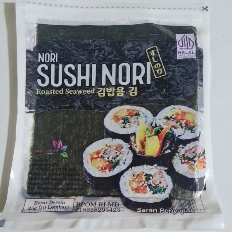 

Nori Sushi Nori Javasuperfood / Rumput laut untuk sushi / Kimbap 25gram 10 lembar