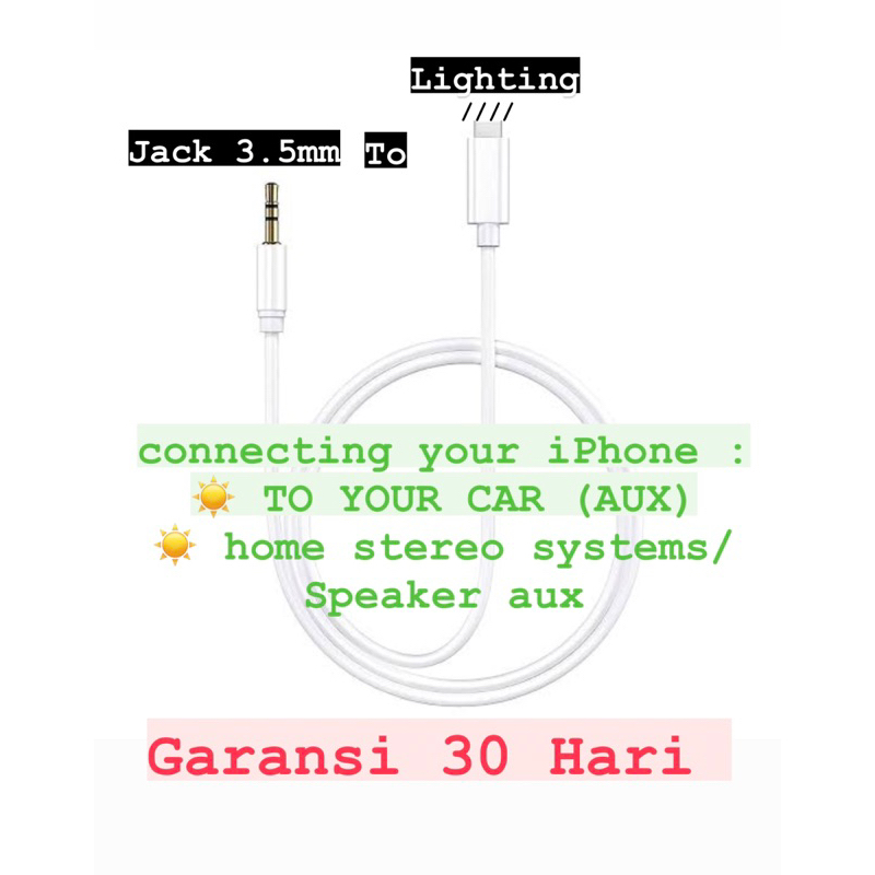 ✅JACK 3.5 TO LIGHTING I.P AUX UNT MOBIL ATAU SPEAKER