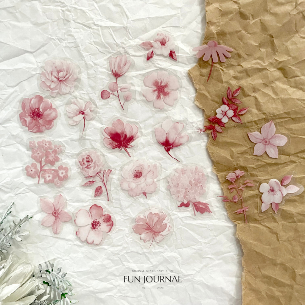 

DENSITY OF LIQUIDS FLOWER TRANSPARANT STICKER STIKER JOURNAL JURNAL PLANNING SCRAPBOOK DIY BUJO