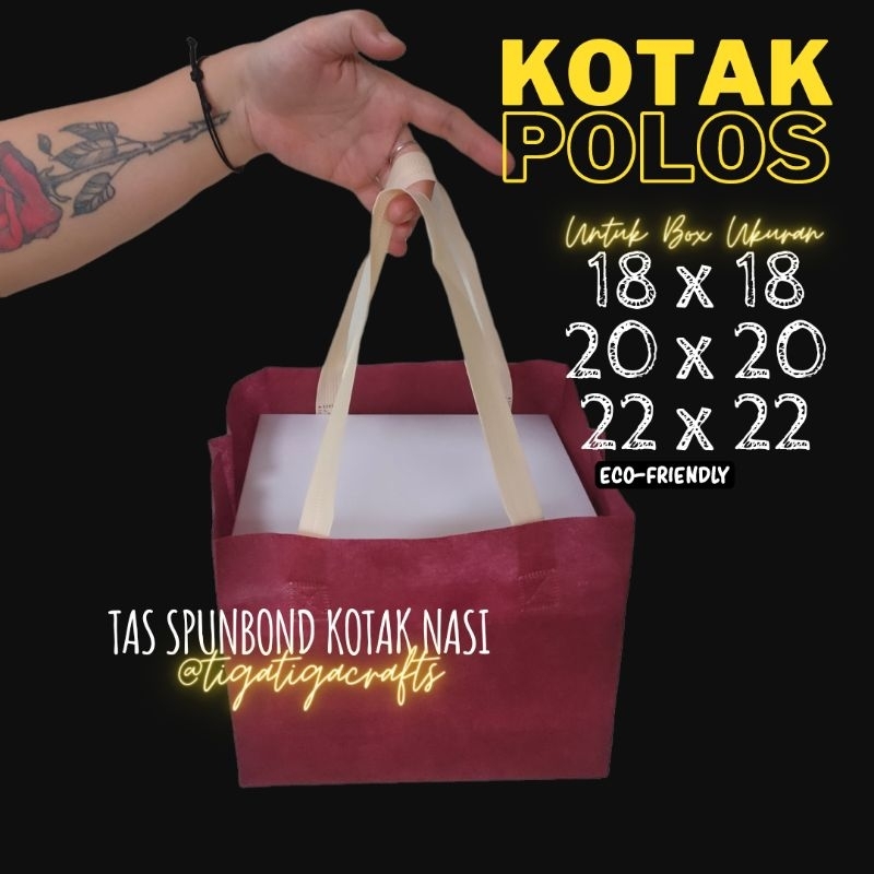 POLOS LUSINAN tas spunbond kotak nasi murah tas kain nasi kotak tas spunbond box 22x22 20x20 18x18 t