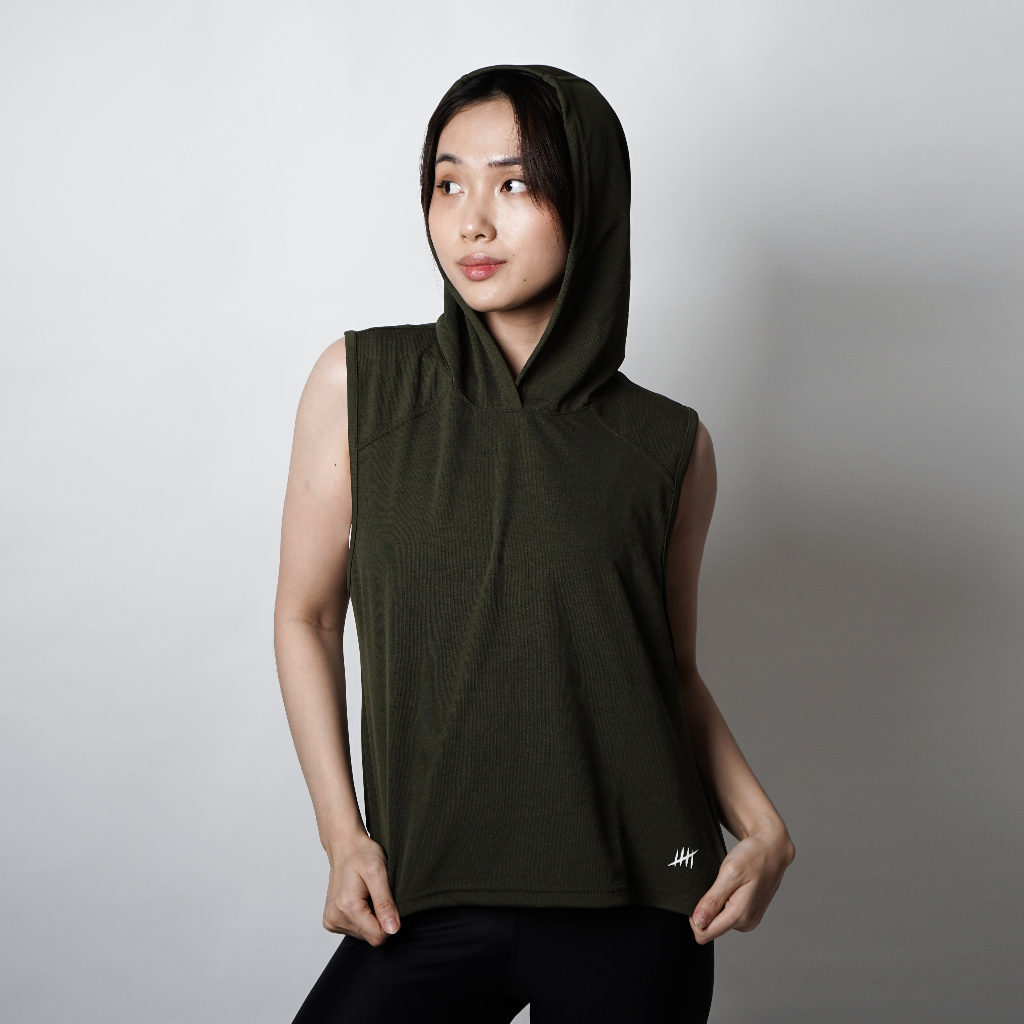 DONSON Sportswear Hoodie Sleeveless Wanita Tanpa Lengan Extra Fine Polyester Jumbo Warna Army