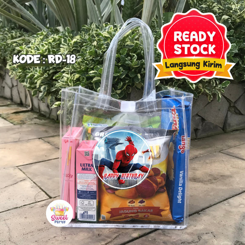 

[READY STOCK] Tas Ulang Tahun Spider-Man Tas MIka Bening Souvenir Ultah Anak Langsung Kirim