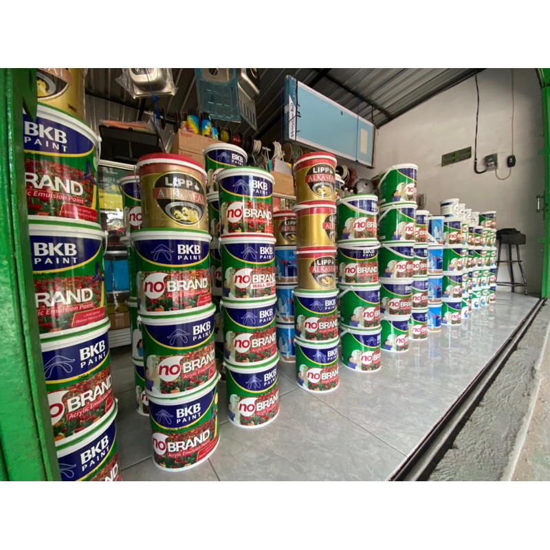 CAT TEMBOK 5 KG NO BRAND KUALITAS PREMIUM (INTERIOR/EKSTERIOR) SUPER AWET ANTI LUMUT FREE KUAS (SESU