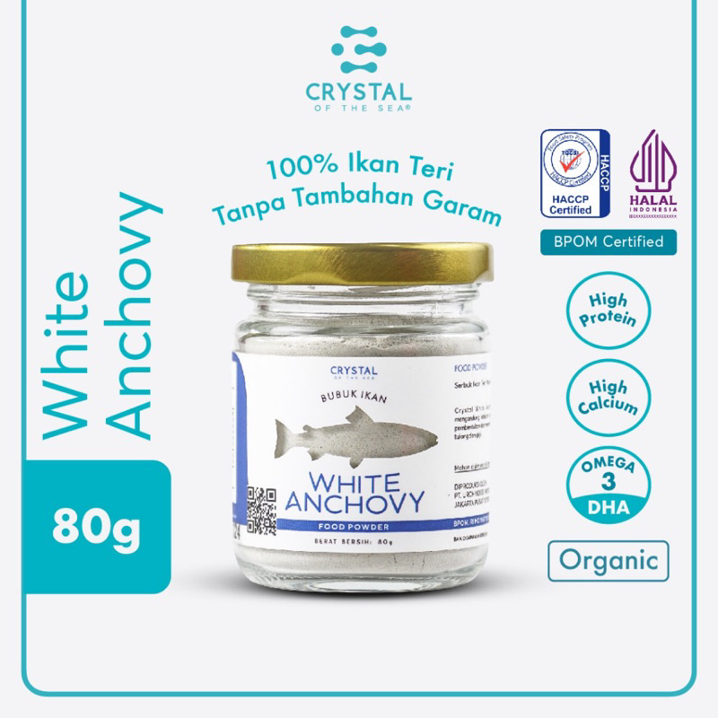 

Crystal Of The Sea - White Anchovy Food Powder 80gr / Bubuk Ikan Teri Nasi Putih 80gr