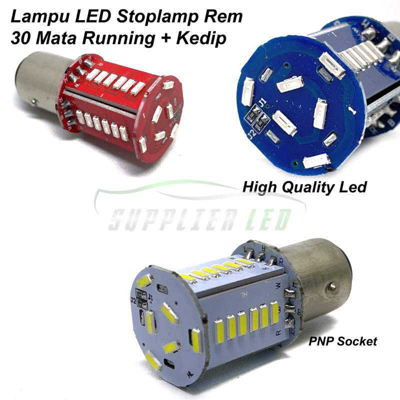 Lampu Led Stoplamp 30 Mata Lampu Rem Soket Bayonet Running Kedip