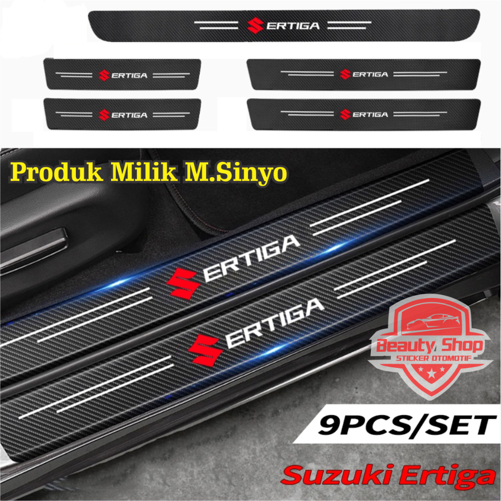 Suzuki Ertiga Carbon Fiber Car Door Sticker Protector Karbon 3d Sticker Anti Gores 9pcs sepaket