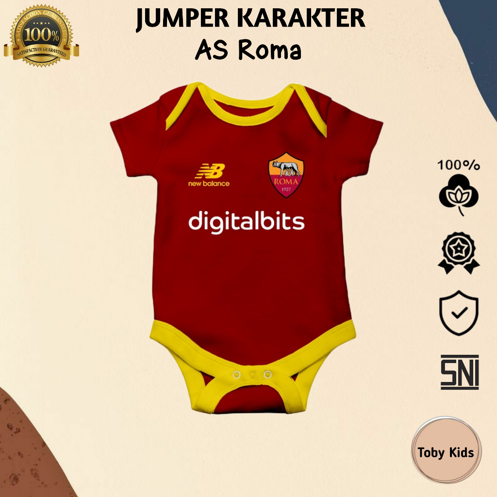 Jumper Bayi / Jumper Bayi Laki Laki / Jumper Bayi Perempuan Motif AS Roma Katun Combed 30s Umur 0-12