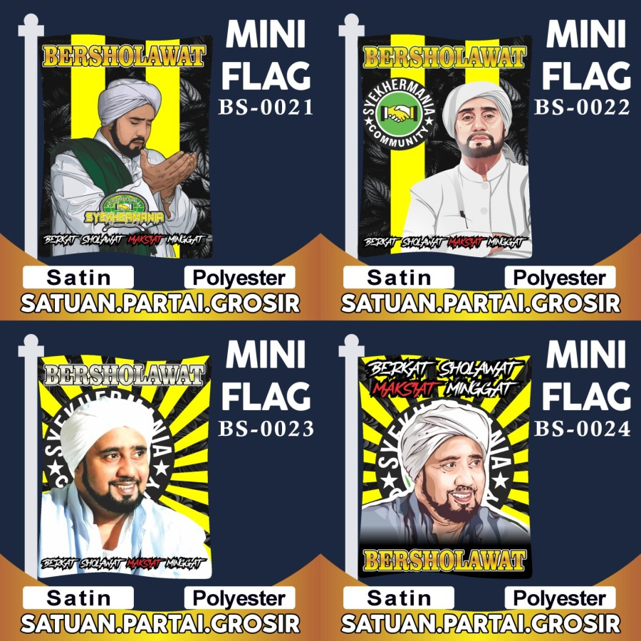 BENDERA SYEKHERMANIA HITAM KUNING/MINI FLAG SYEKHERMANIA PRINTING