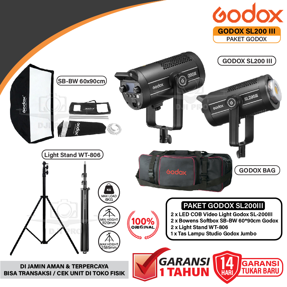 Paket Studio Godox SL 200III SL200III SL 200 Mark III - 200W - SL200 III