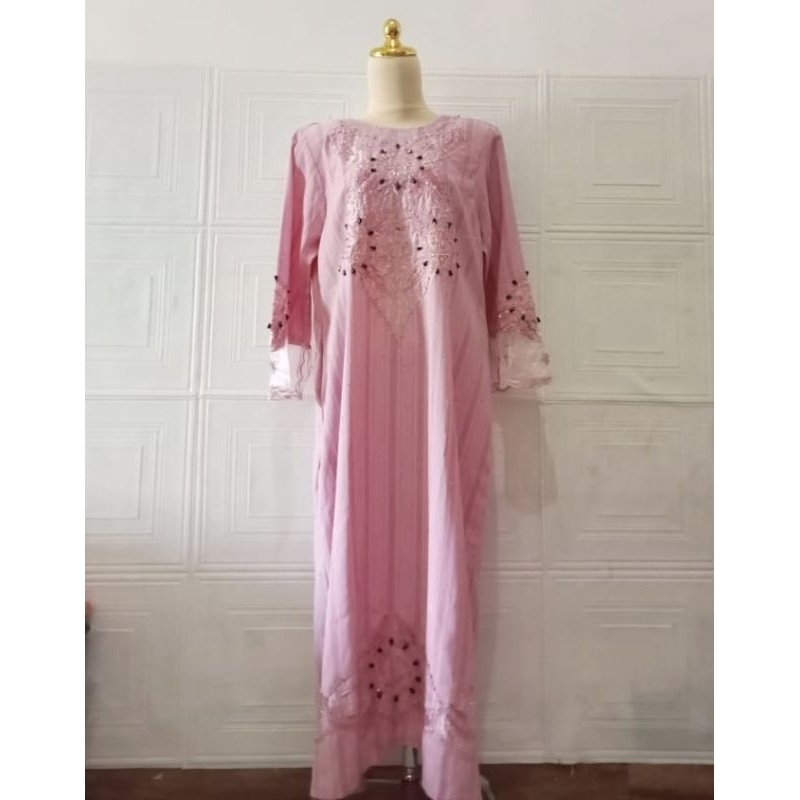 Baju Wanita Gamis Payet Manik Mewah Pesta Kondangan Pink LD 94 #80 - Preloved / PL / Thrift