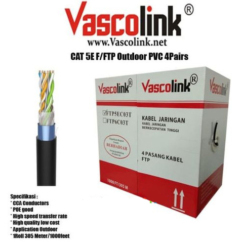 CABLE LAN VASCOLINK FTP CAT5 OUTDOOR BLACK