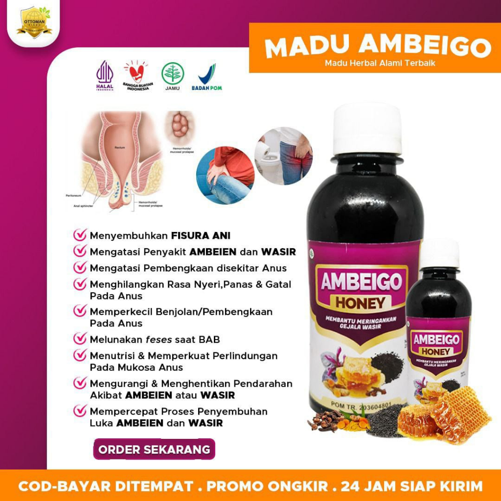 

Madu Herbal Obat Wasir Obat Ambeien Stadium 1-4 Susah BAB Berdarah Benjolan Anus Ambeigo Herbal Ampuh Asli BPOM Ekstrak Daun Ungu