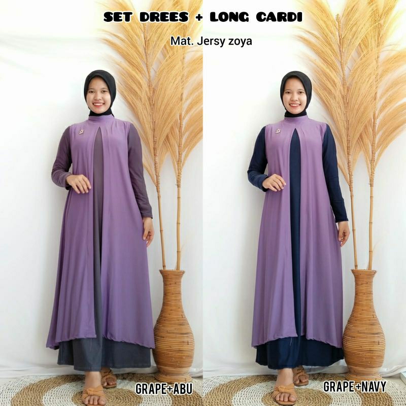 SET DRESS INNER LONG CARDI/ DRESS INNER JERSEY/LONG CARDI JERSY