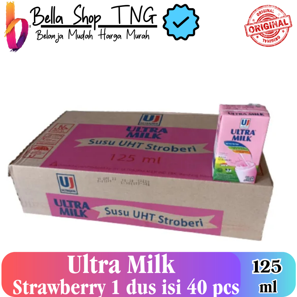 

Ultra Jaya Milk Rasa Stroberi / Strawberry Susu UHT 125 ml / 1 dus / 40 pcs