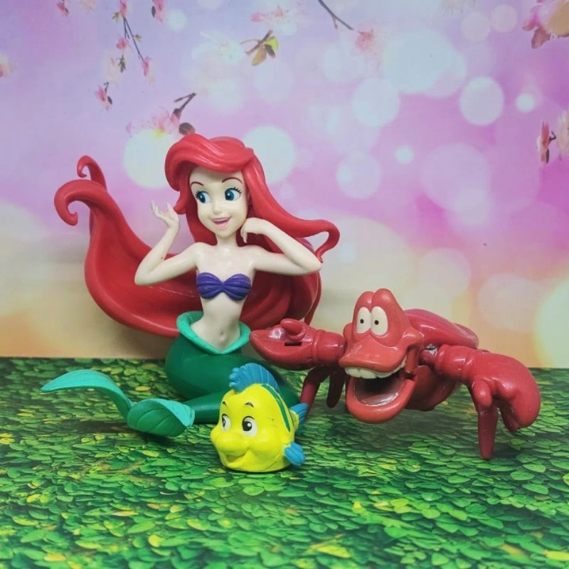 Figure Princess Ariel Mermaid include founder, sebastian mcd set 3pcs mainan anak perempuan putri du