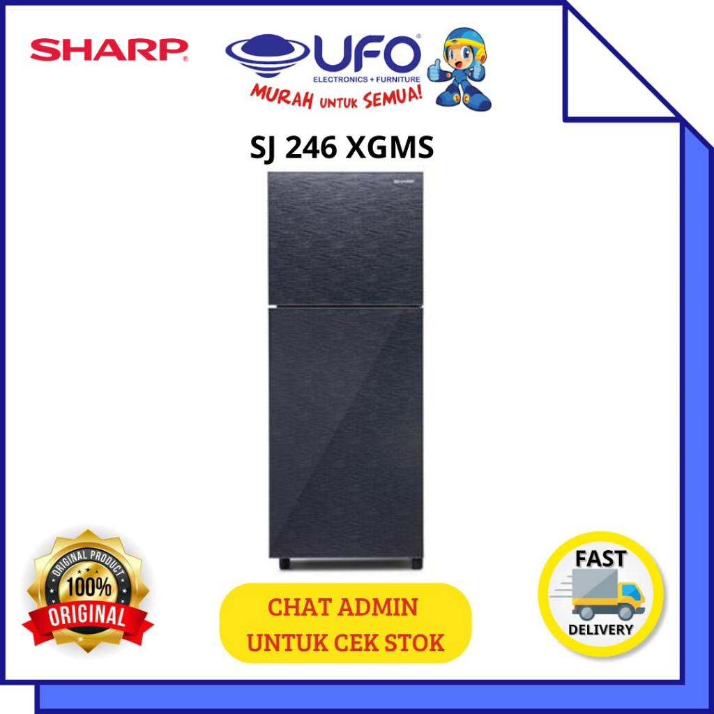 SHARP KULKAS 2 PINTU 205 LITER SILVER SJ246XGMS