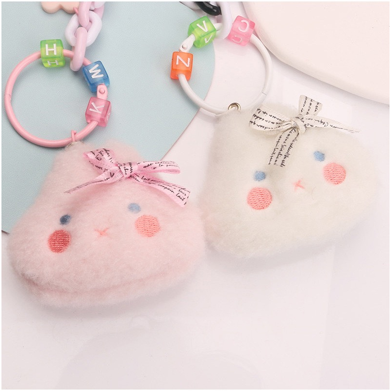 Mores Bag Charm Aksesoris Gantungan Kunci Tas Bentuk Boneka Kelinci Plush Doll Pom Pom Pendant Keychain Pastel Import Lucu