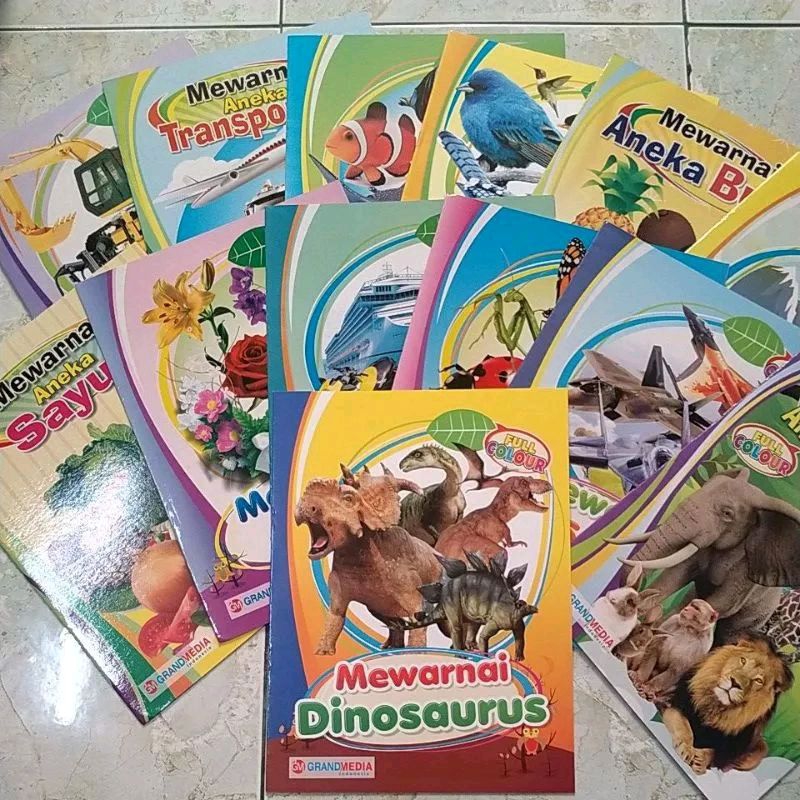 Buku paud mewarnai dengan contoh full colour ukuran Besar