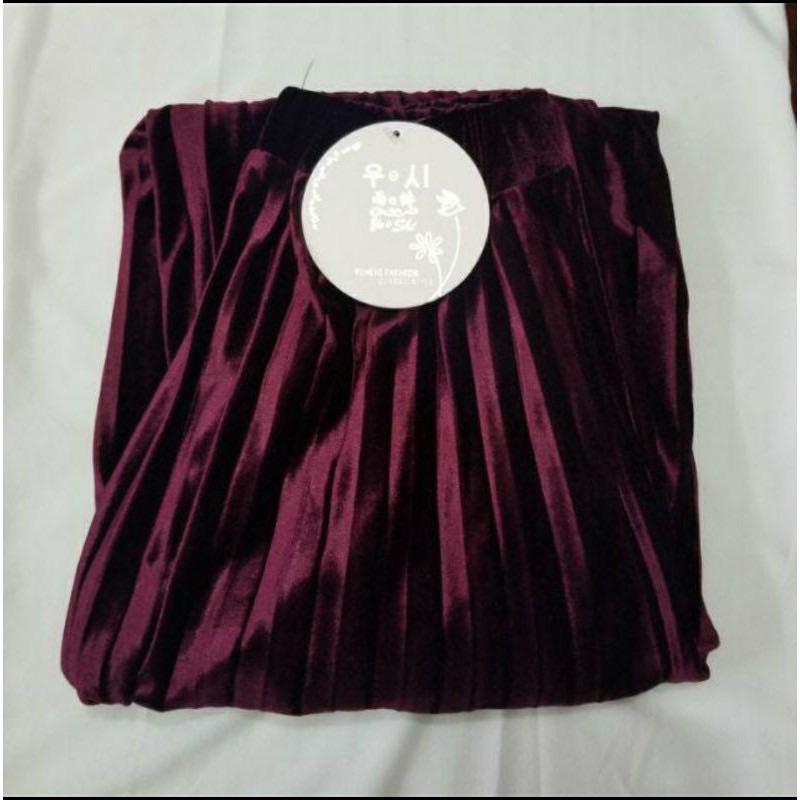 Rok Plisket Bludru Velvet Premium Mayung Jumbo