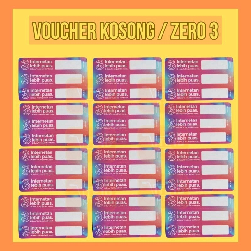 Voucher Kosong Tri Three Zero Cover Baru