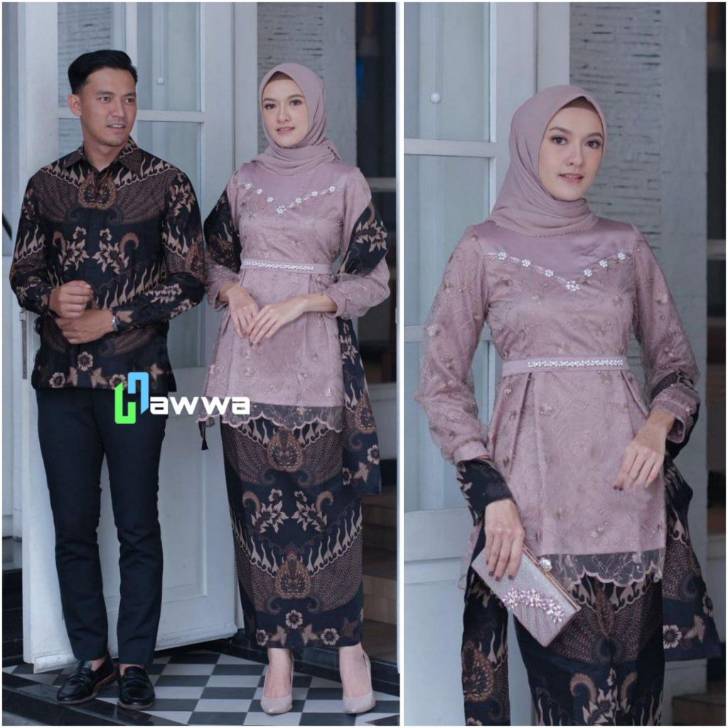 Kebaya Couple Modern Kebaya Wisuda Set Tunik Lamaran Tunangan Batik Baju Couple Kondangan Arunika Se