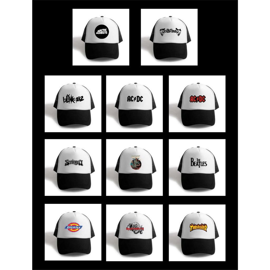 Topi Jaring Hitam Pria Dewasa Band Metal Original Distro