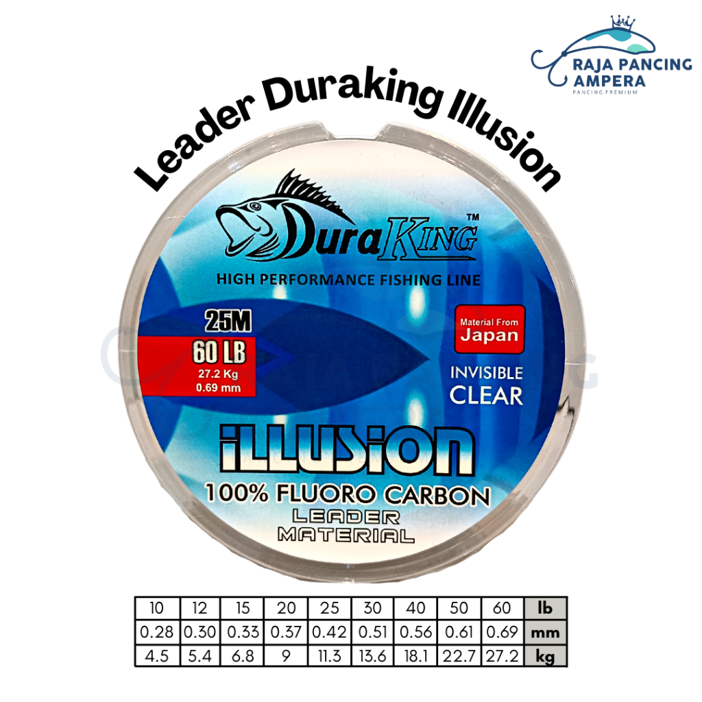 Benang Shock Leader Duraking Illusion | Senar Pancing Fluoro Carbon | Tali Pancing Lider 25 m