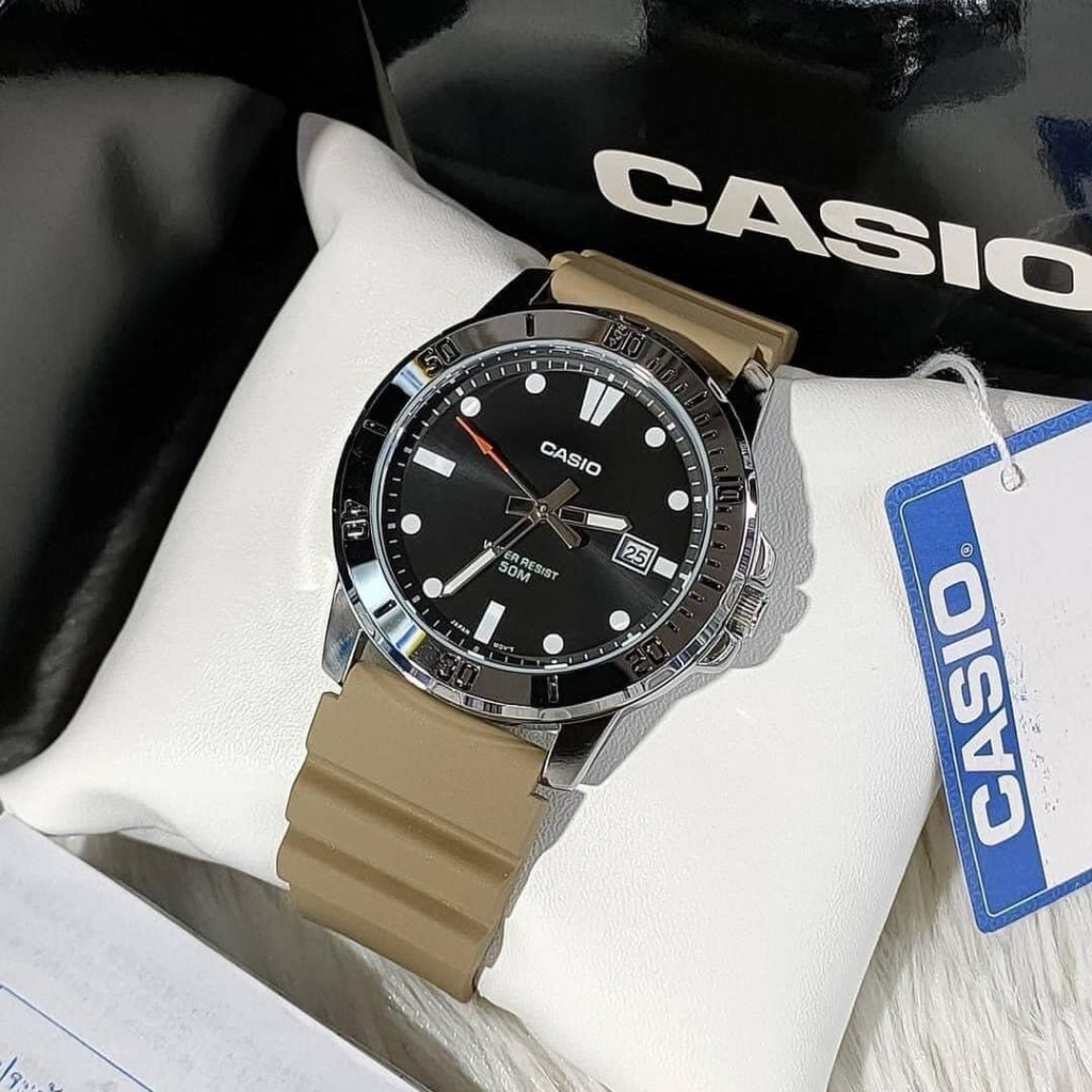 JAM TANGAN PRIA CASIO MTP-VD01-5E MTP-VD01 RUBBER ORIGINAL