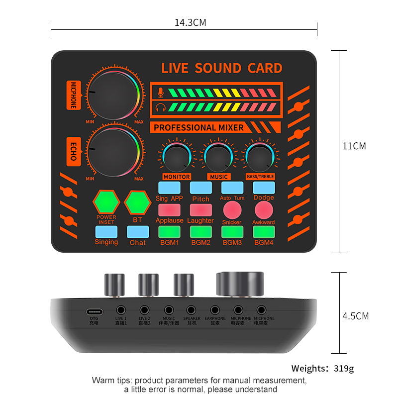 Siborie soundcard V80/F8/S25  Audio USB External Mixer Bluetooth mic for phone PC sound card live