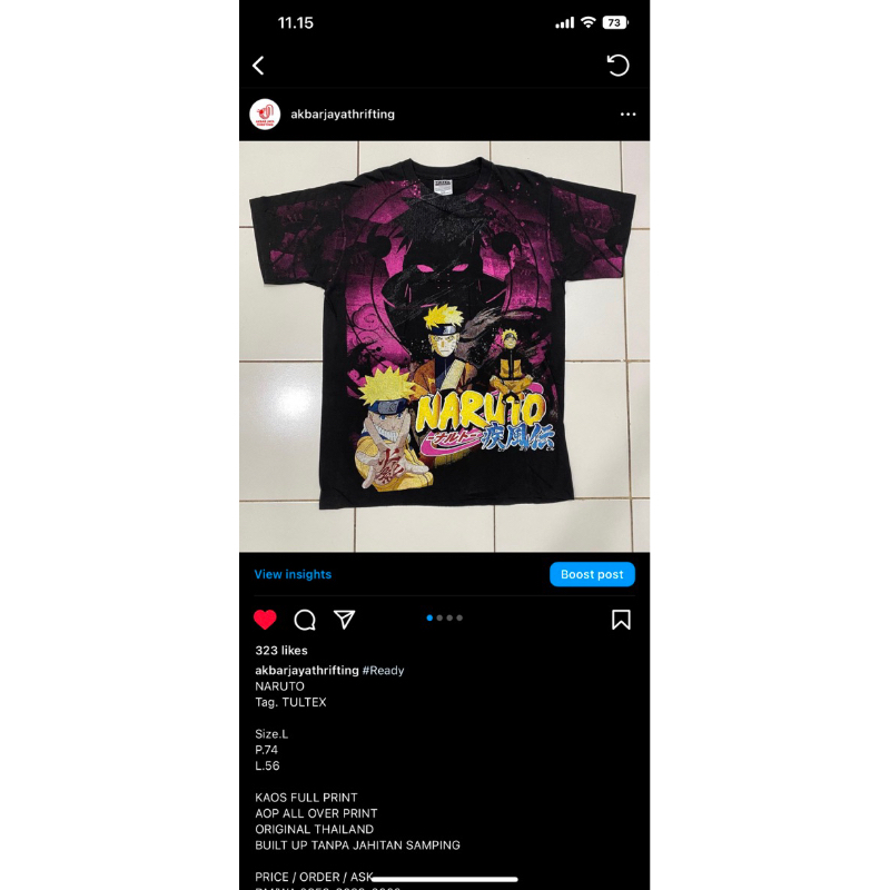 KAOS BAJU NARUTO FULL PRINT AOP THAILAND