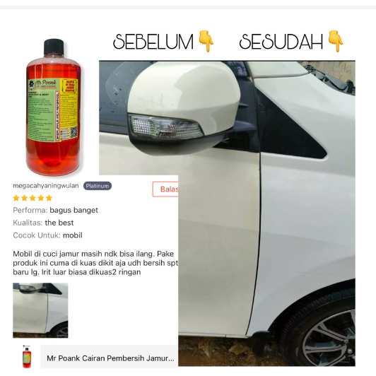 Mr Poank Cairan Pembersih Jamur Kaca Dan Body Mobil Terbaik Paling Ampuh Garansi Efek Daun Talas 500